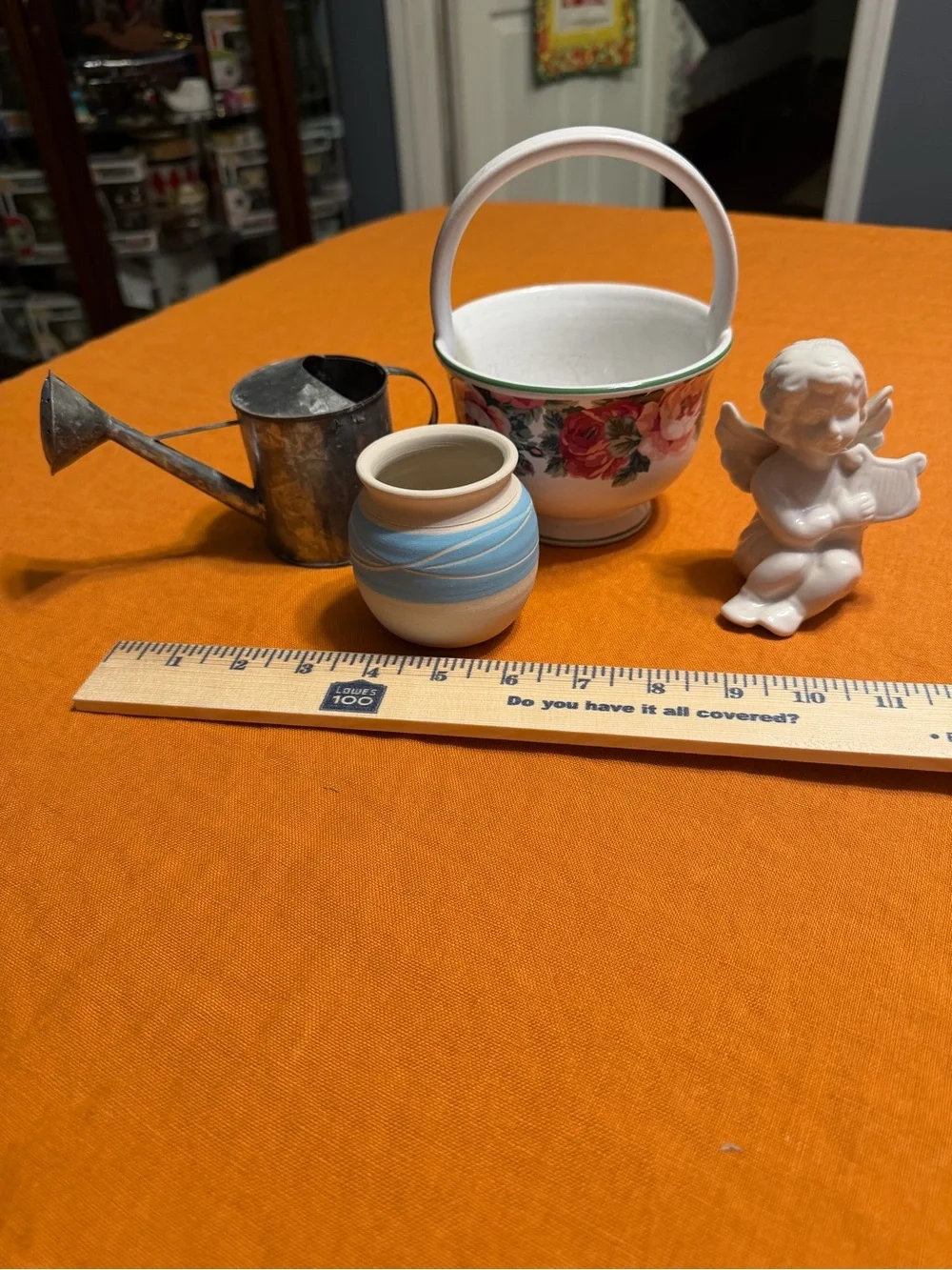 Cottagecor decor set angel, floral basket mini watering can succulent planter